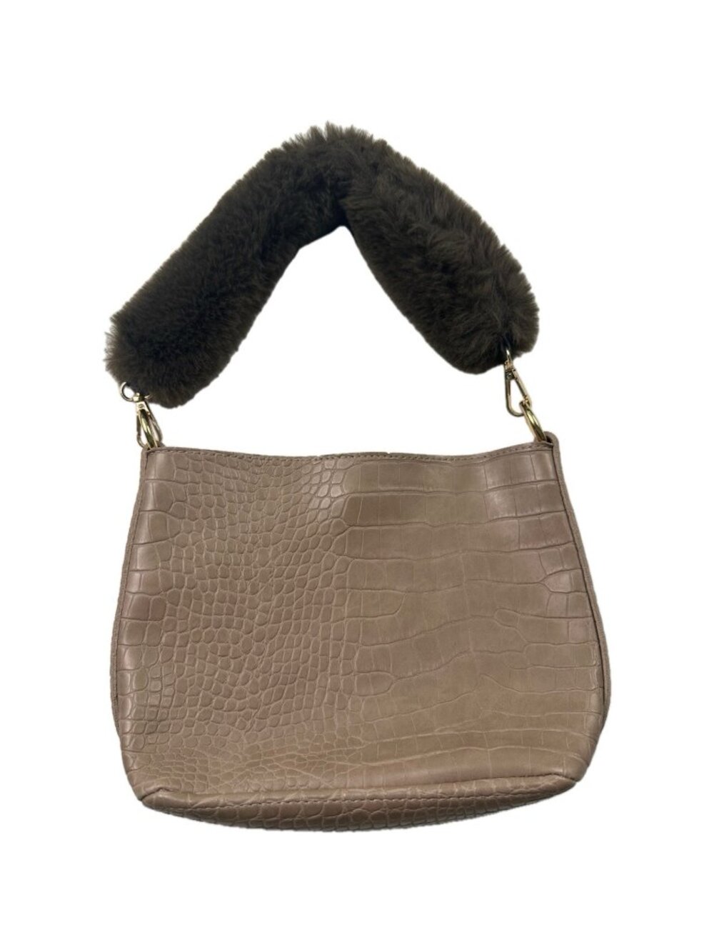 Topshop Faux Fur Handle Bag Mini Beige Brown Y2K